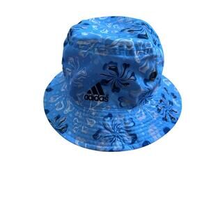 Adidas Blue Floral Bucket Hat Size L 7 1/4 7 3/8 Spring Casual 90s